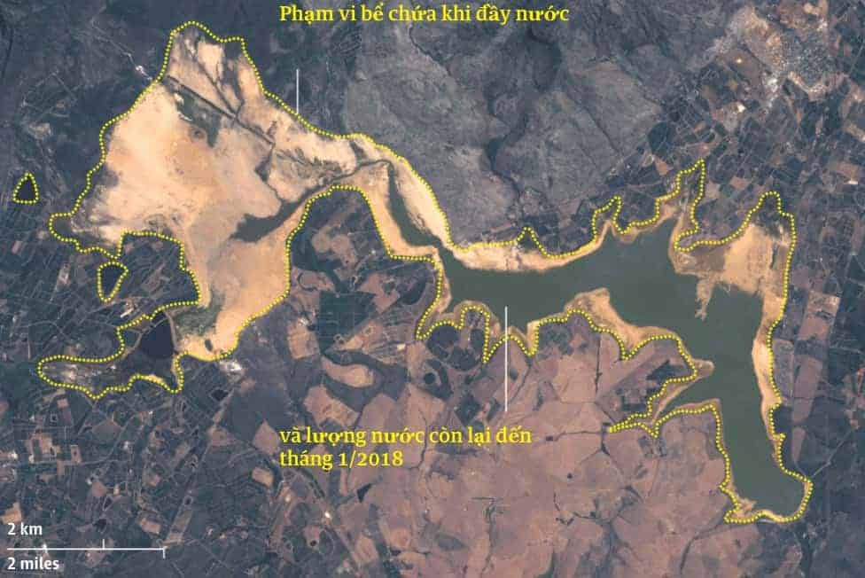 Hạn hán khiến đập Theewaterskloof đang dần cạn nước