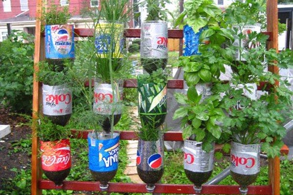 Cách làm tháp trồng rau bằng chai nhựa 3